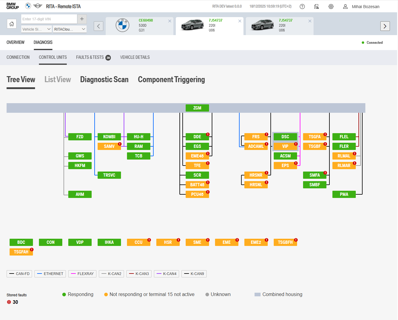 Automotive remote diagnostics platform dashboard