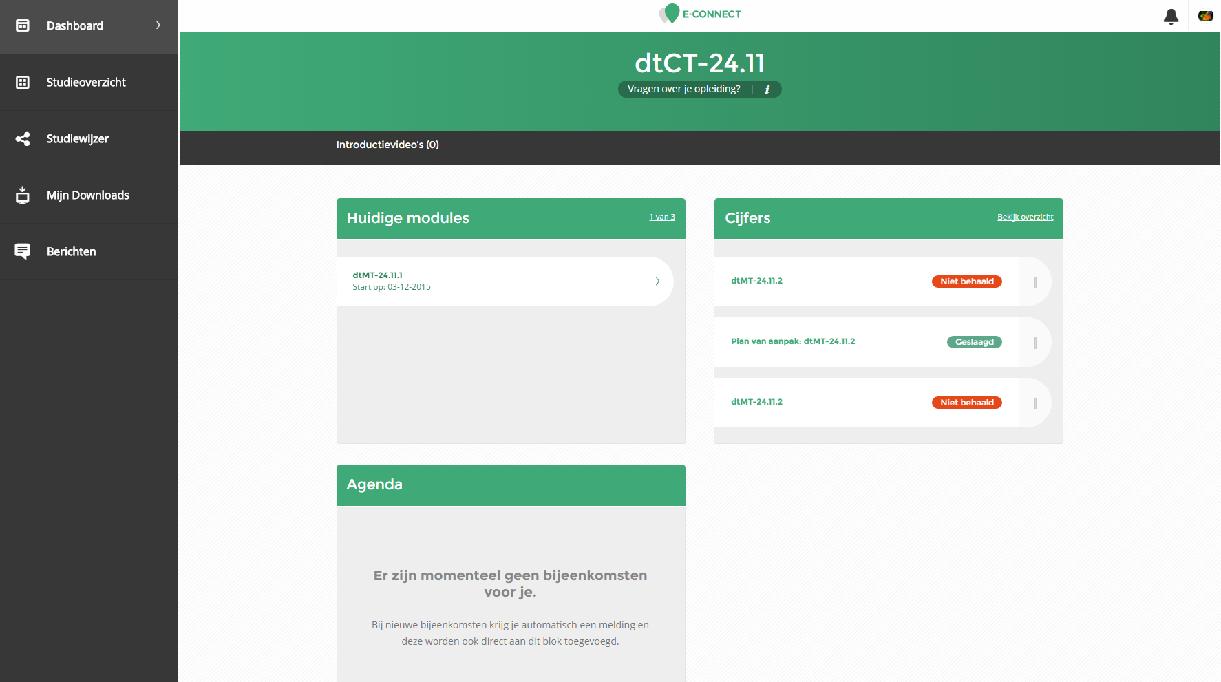 Private education SaaS platform — student dashboard